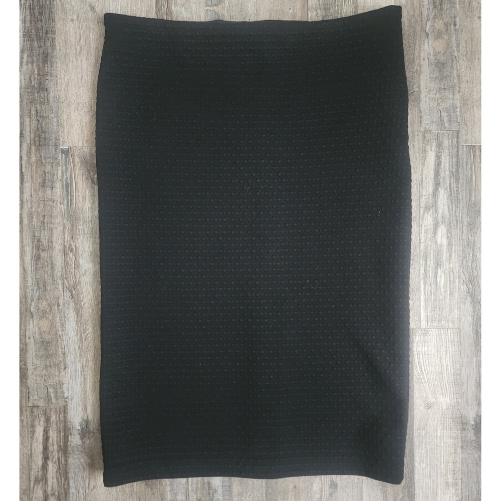 LOFT Pencil Skirt Women's Large Black Textured Diamond Knit Side Zip Stretch NWT